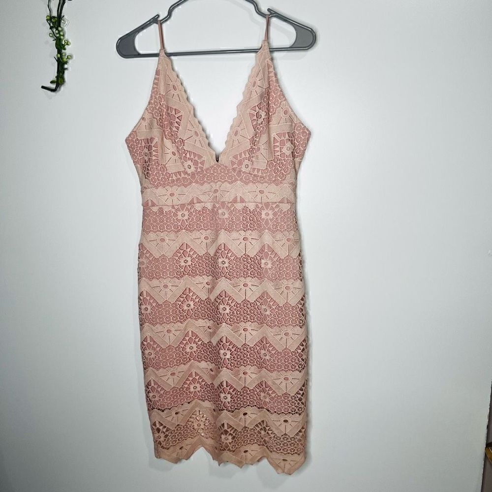 Ark & Co Pink Blush Lace Crochet Scallop Edge Cocktail Dress NWT!